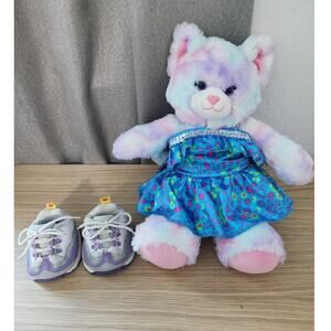 Build A Bear Soft Tie-Dye Kitten Kitty Cat Stuffed Animal Plush Dress Shoes Cute